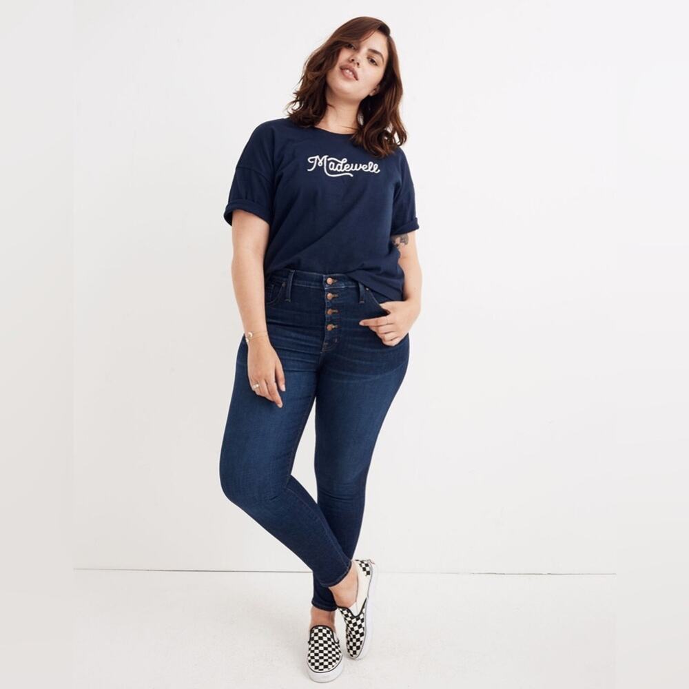 NWT Madewell 9" Mid-Rise Skinny Jeans in Hayes Wash Blue sz 36 Button Fly